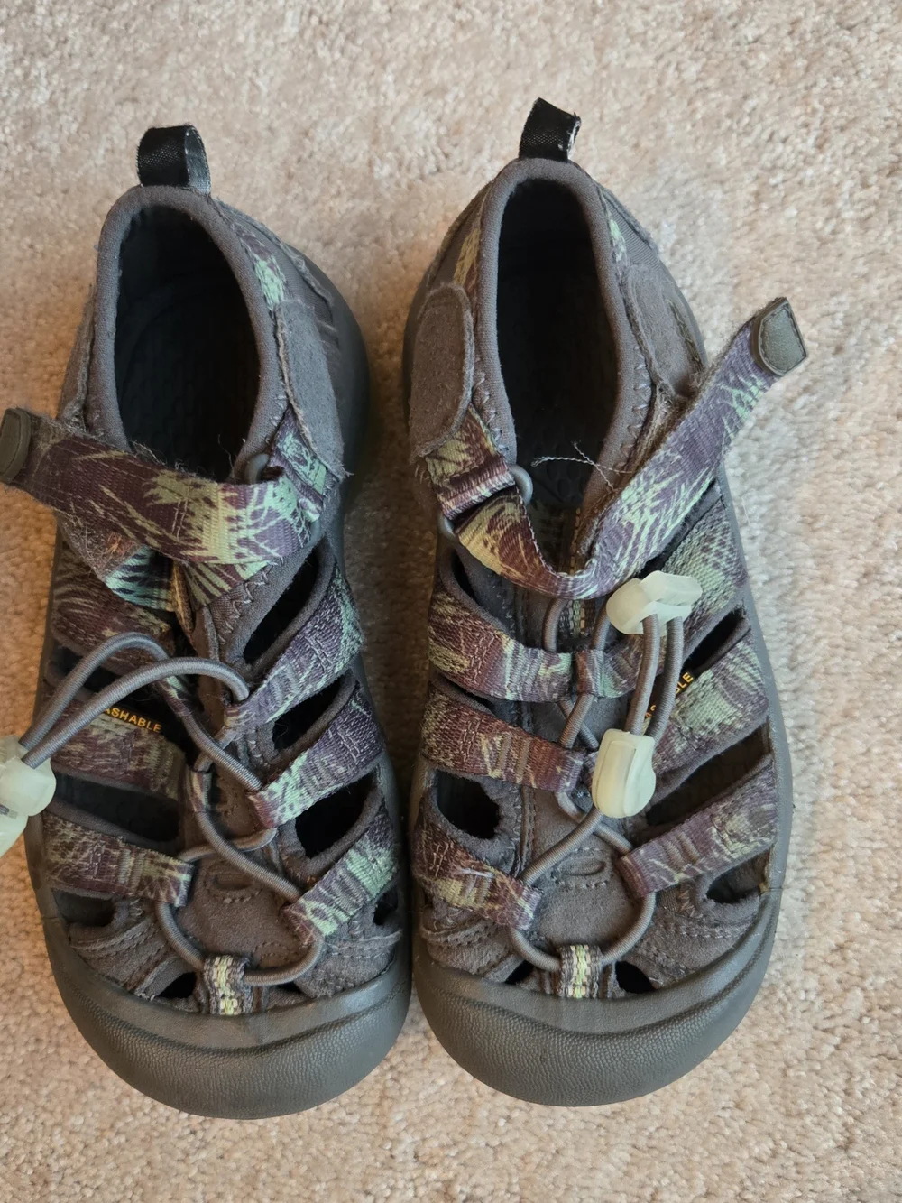 Keen Kids GREY Multi-Color Water Shoes Glow In The Dark Sole Washable